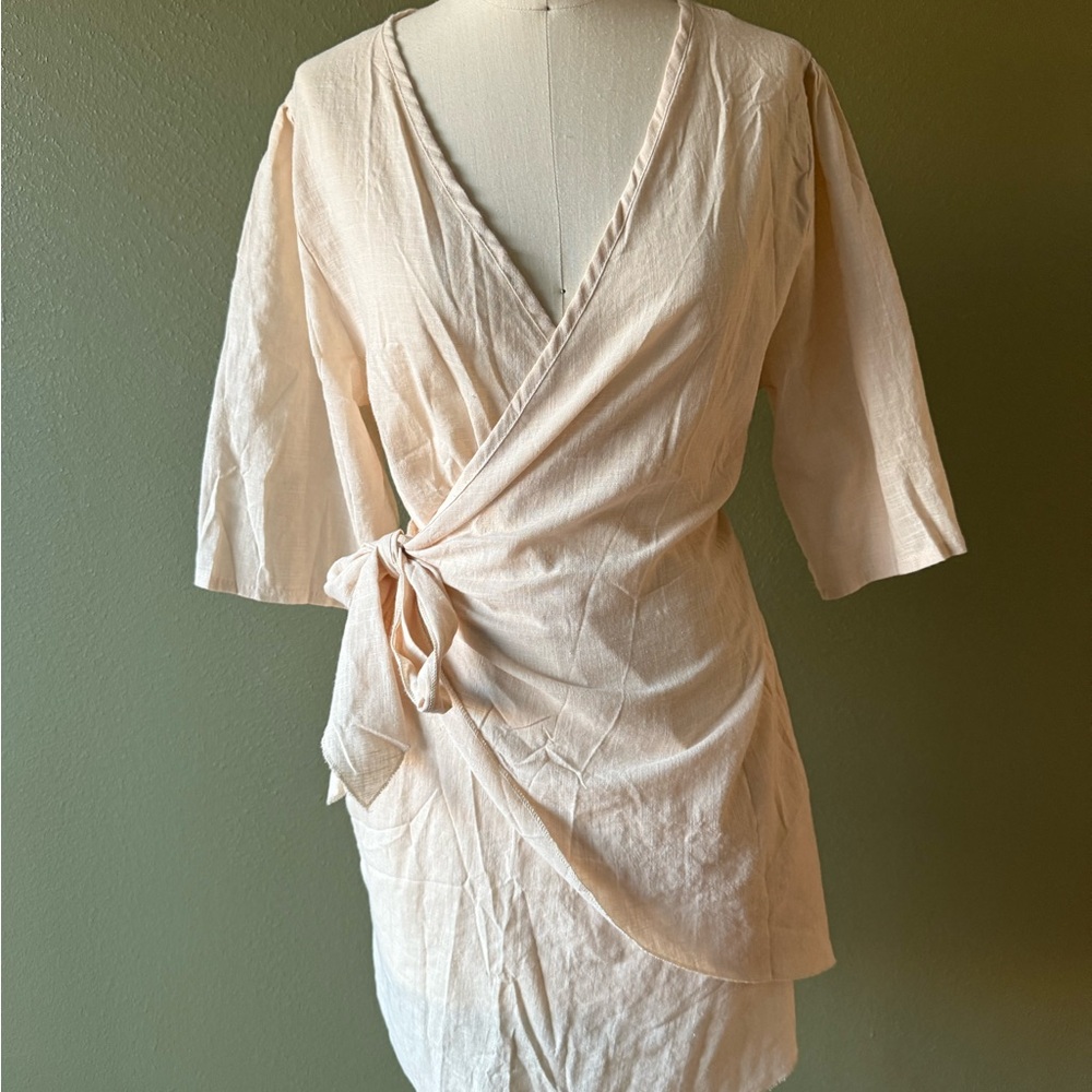 Cream Wrap Dress